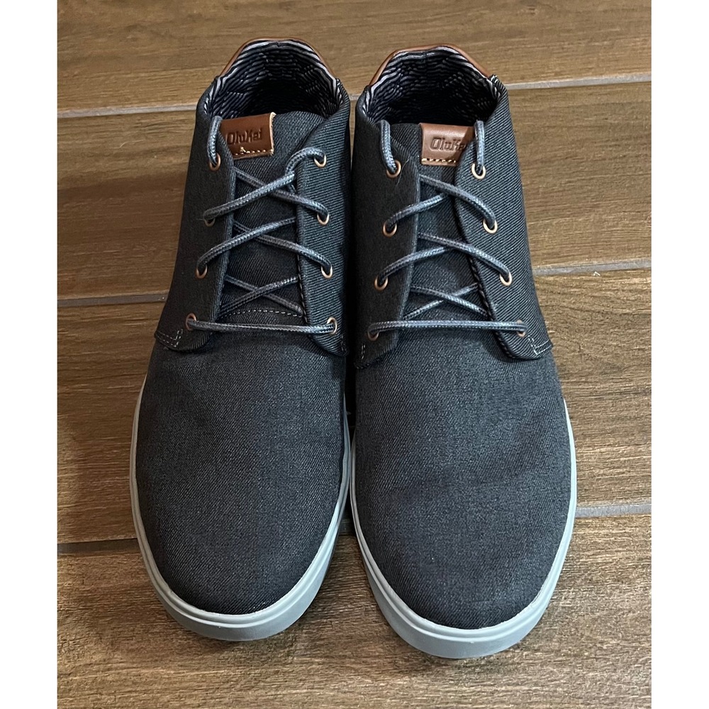 Olukai Nana Hele Waiapo Mens 11 Charcoal Gray Textile Chukka Boots 10478-6C6C